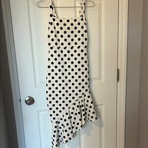 PrettyLittleThing Black and White Asymmetrical Polka Dot Dress